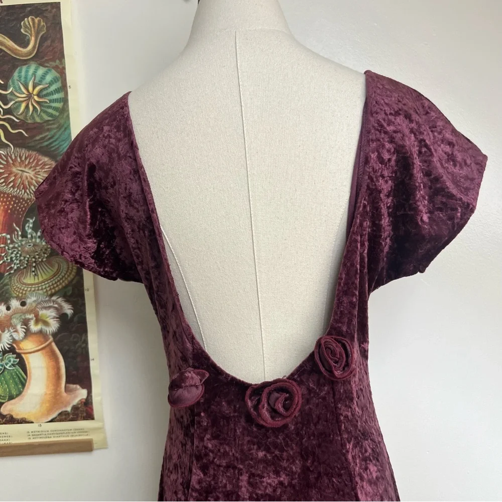 90s All That Jazz Whimsigoth Purple Crushed Velvet Dress - Picture 4 of 10